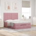 Estructura cama otomana con colchones terciopelo rosa 140x190cm