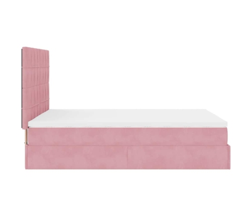 Estructura cama otomana colchones terciopelo rosa 140x200cm