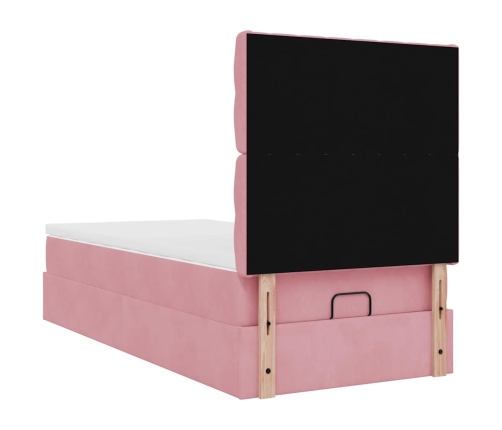 Estructura cama otomana colchones terciopelo rosa 80x200cm