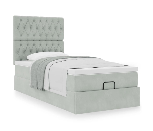 Estructura cama otomana colchones gris claro 90x190cm