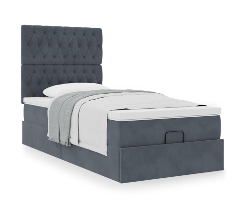 Estructura cama otomana colchones gris oscuro 90x190cm