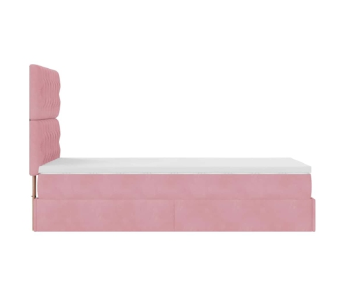 Estructura de cama otomana colchones terciopelo rosa 100x200cm