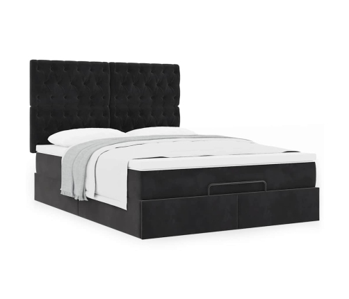 Estructura cama otomana colchones terciopelo negro 140x200cm