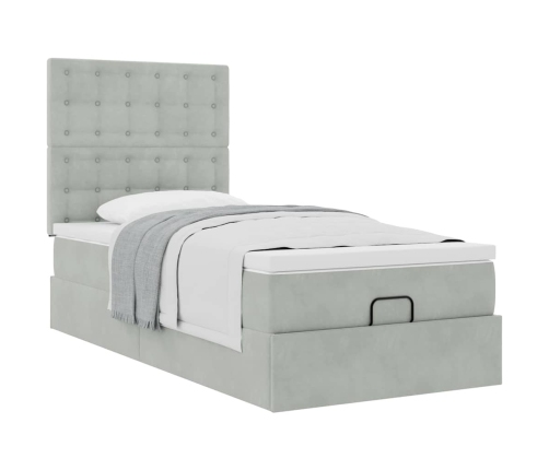 Estructura cama otomana colchones gris claro 80x200cm