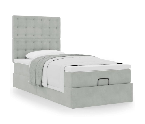 Estructura cama otomana colchones gris claro 80x200cm