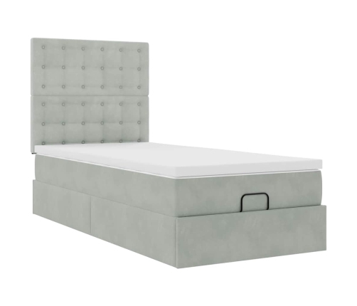 Estructura cama otomana colchones gris claro 90x190cm