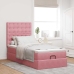 Estructura cama otomana con colchones terciopelo rosa 90x190cm