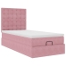 Estructura cama otomana con colchones terciopelo rosa 90x190cm