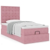 Estructura cama otomana con colchones terciopelo rosa 90x190cm