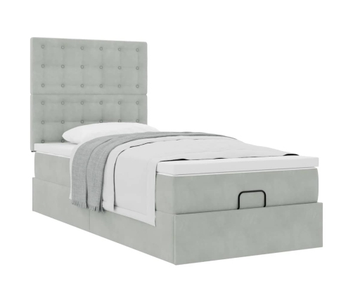 Estructura cama otomana colchones gris claro 100x200cm