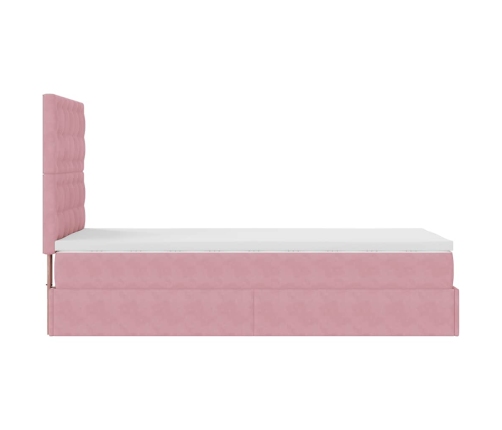 Estructura de cama otomana colchones terciopelo rosa 100x200cm