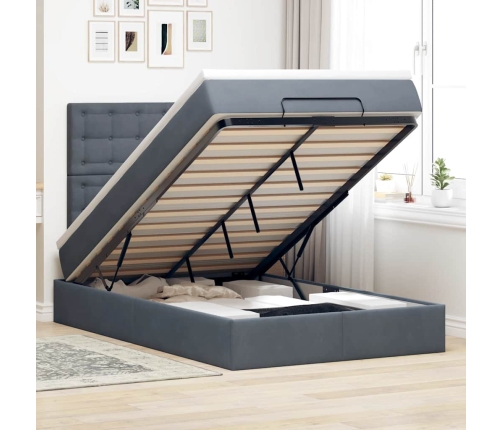 Estructura cama otomana colchones terciopelo gris oscuro