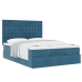 Estructura de cama otomana con colchones terciopelo azul oscuro