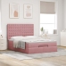 Estructura cama otomana con colchones terciopelo rosa 140x190cm