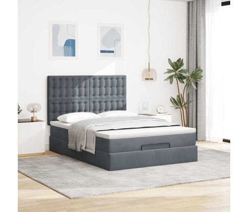 Estructura cama otomana con colchones gris oscuro 140x200cm