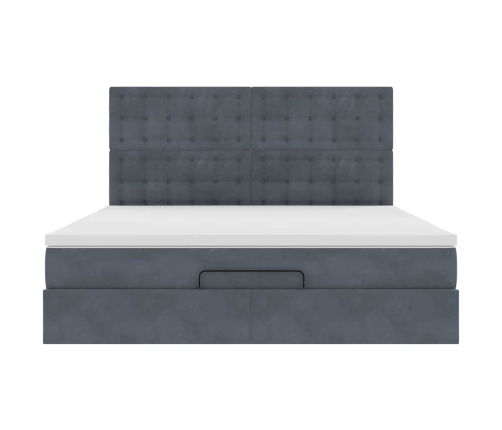 Estructura cama otomana colchones terciopelo gris oscuro