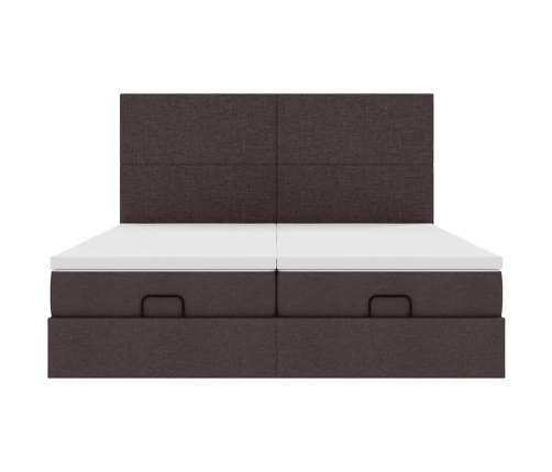 Estructura cama otomana colchones tela marrón oscuro 180x200cm
