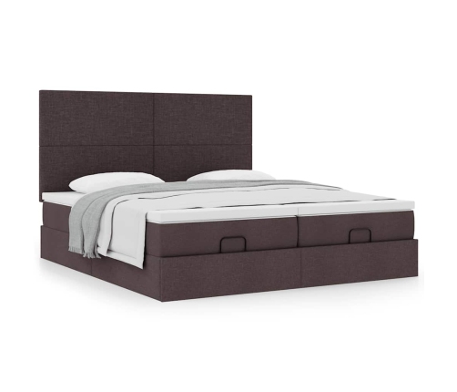 Estructura cama otomana colchones tela marrón oscuro 180x200cm