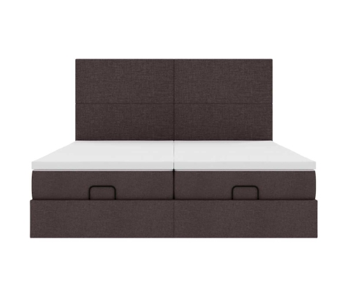 Estructura cama otomana colchones tela marrón oscuro 200x200cm