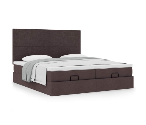 Estructura cama otomana colchones tela marrón oscuro 200x200cm