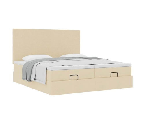 Estructura de cama otomana con colchones tela crema 200x200cm