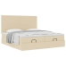 Estructura de cama otomana con colchones tela crema 200x200cm