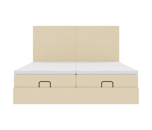 Estructura de cama otomana con colchones tela crema 200x200cm