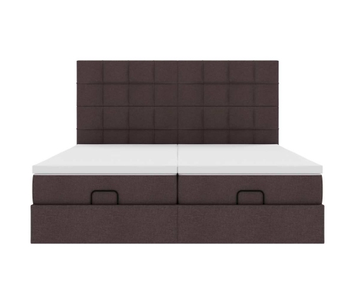 Estructura cama otomana colchones tela marrón oscuro 180x200cm