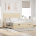 Estructura de cama otomana con colchones tela crema 180x200cm