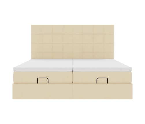 Estructura de cama otomana con colchones tela crema 200x200cm