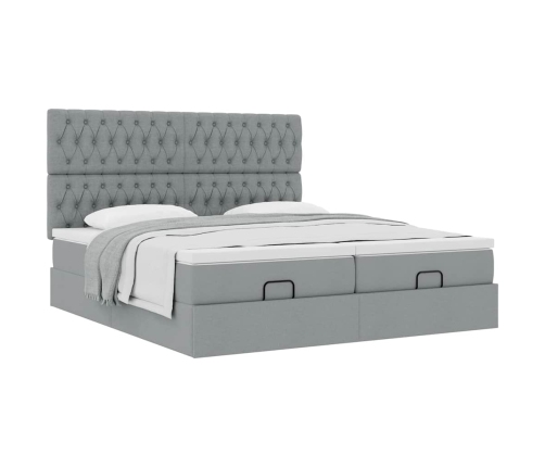 Estructura de cama otomana colchones tela gris claro 160x200cm