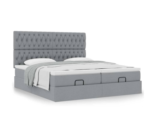 Estructura de cama otomana colchones tela gris claro 160x200cm