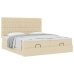 Estructura de cama otomana con colchones tela crema 200x200cm