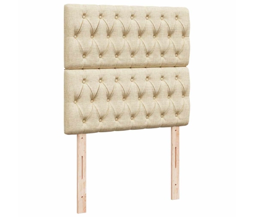 Estructura de cama otomana con colchones tela crema 200x200cm
