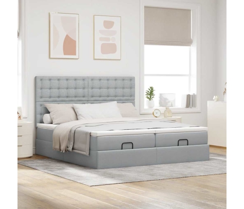 Estructura de cama otomana colchones tela gris claro 160x200cm