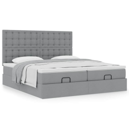 Estructura de cama otomana colchones tela gris claro 160x200cm