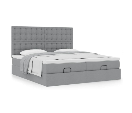 Estructura de cama otomana colchones tela gris claro 160x200cm