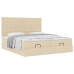 Estructura de cama otomana con colchones tela crema 200x200cm