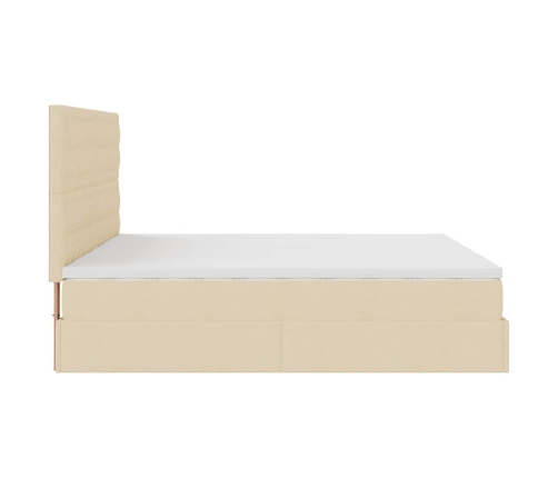 Estructura de cama otomana con colchones tela crema 200x200cm
