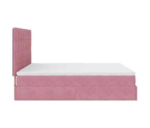 Estructura de cama otomana colchones terciopelo rosa 200x200cm