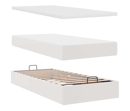 Estructura cama otomana colchón cuero sintético blanco 90x190cm