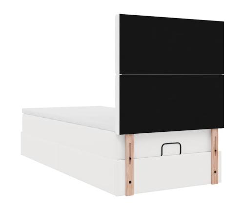 Estructura cama otomana colchón cuero sintético blanco 90x190cm