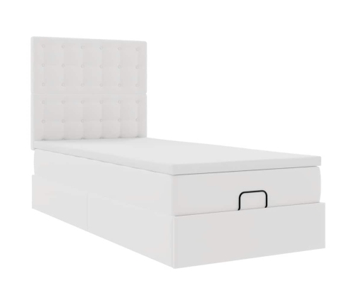 Estructura cama otomana colchón cuero sintético blanco 90x200cm