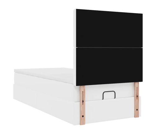 Estructura cama otomana colchón cuero sintético blanco 90x200cm