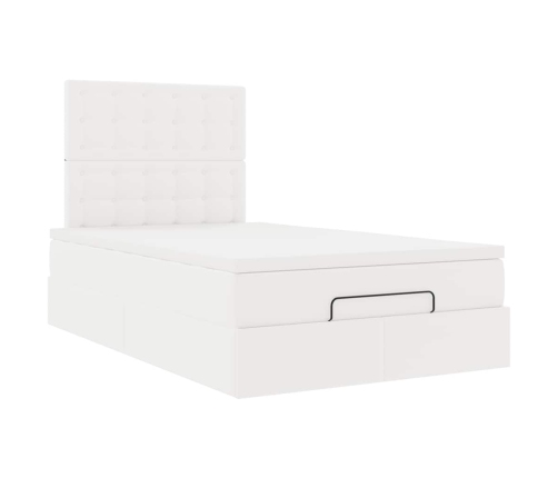 Estructura cama otomana colchón cuero sintético blanco