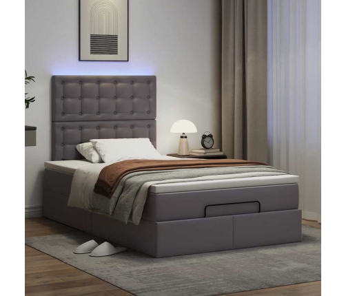 Estructura cama otomana colchón gris 120x190 cm cuero sintético