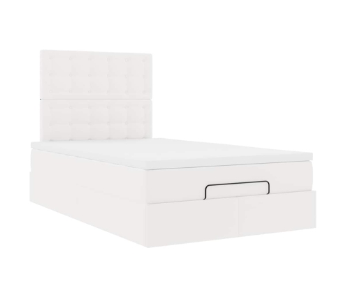 Estructura cama otomana colchón cuero sintético blanco