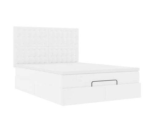 Estructura cama otomana colchón cuero sintético blanco