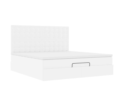 Estructura cama otomana colchón cuero sintético blanco