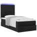 Cama otomana con colchón y luces LED tela negra 80x200cm
